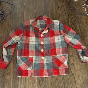 Vtg 50s Pendleton grey red plaid 49er jacket sz L-XL
